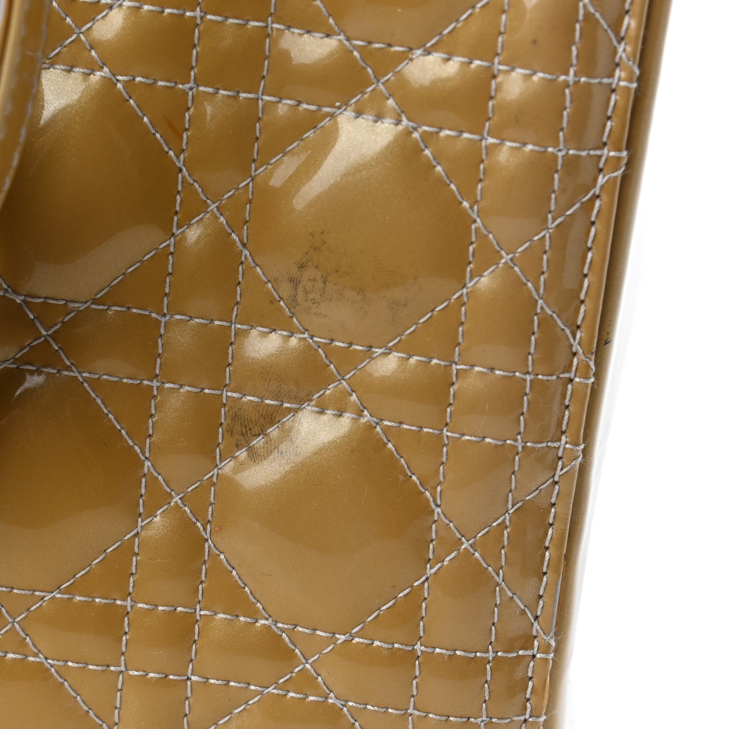 Patent Cannage Large Lady Dior Beige