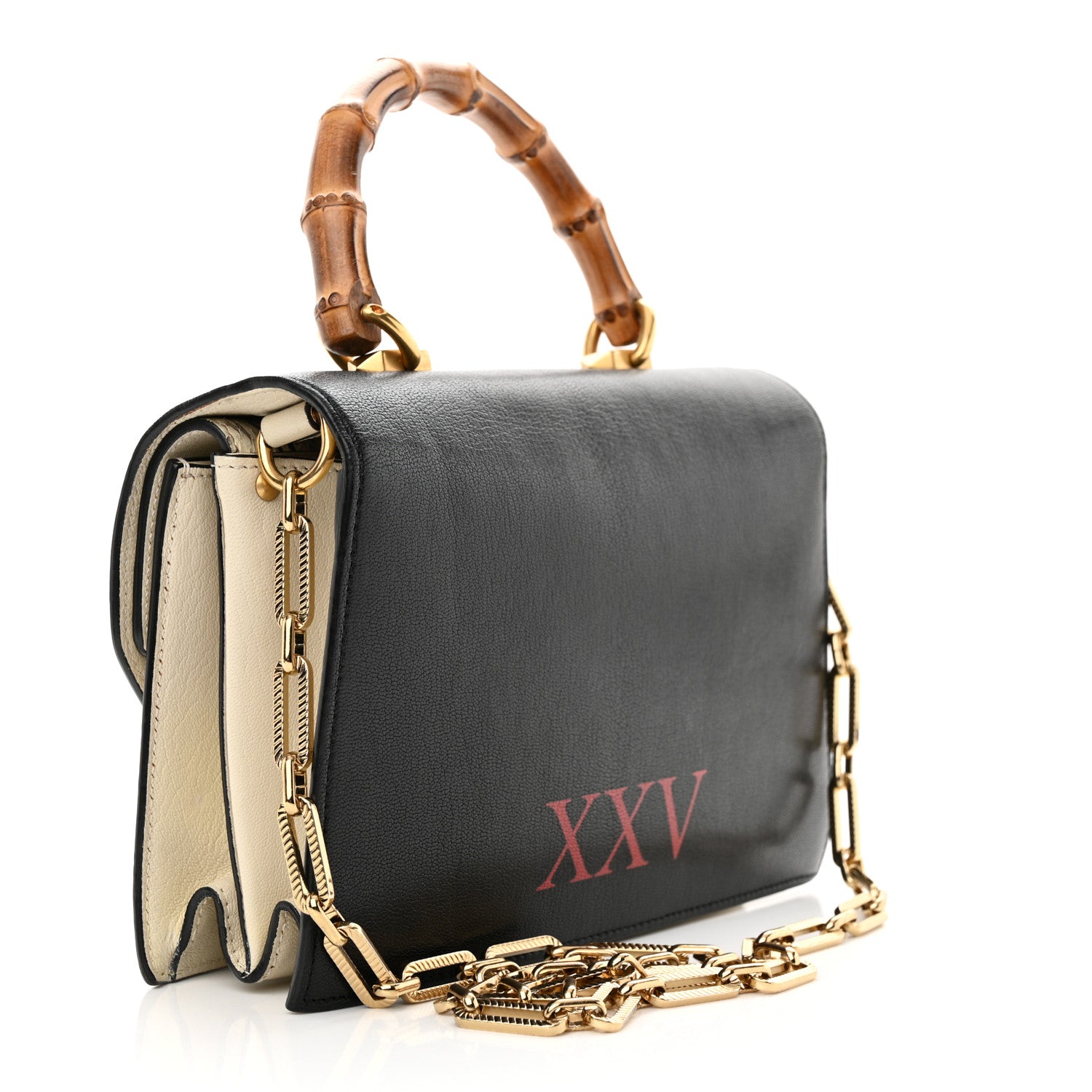 Gucci Calfskin Snakeskin Small Ottilia Top Handle Bag Black White 3 of 11