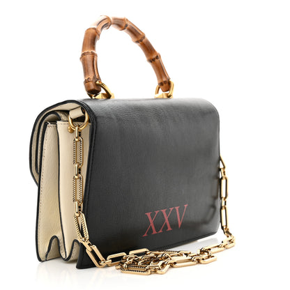 Gucci Calfskin Snakeskin Small Ottilia Top Handle Bag Black White 3 of 11