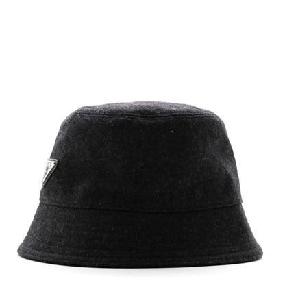 Prada Authentic Loden Wool Metal Triangle Logo Bucket Hat M Anthracite 4 of 10