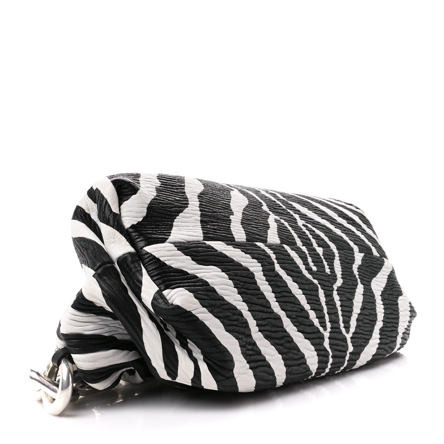 Bottega Veneta Nappa Zebra Print The Pouch Chain White Black 4 of 11