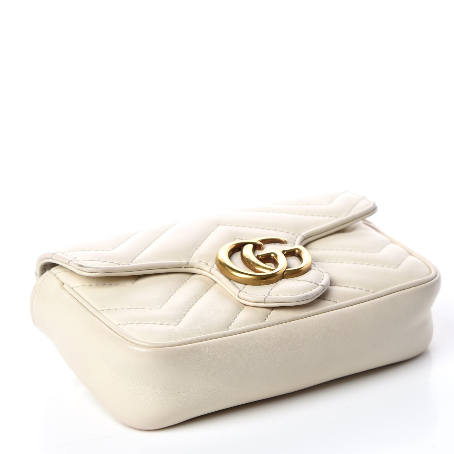 Calfskin Matelasse Super Mini GG Marmont Shoulder Bag White