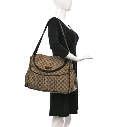 Gucci Monogram Natural Pigskin Large Diaper Bag Beige Ebony Cocoa Dark Chocolate 2 of 10