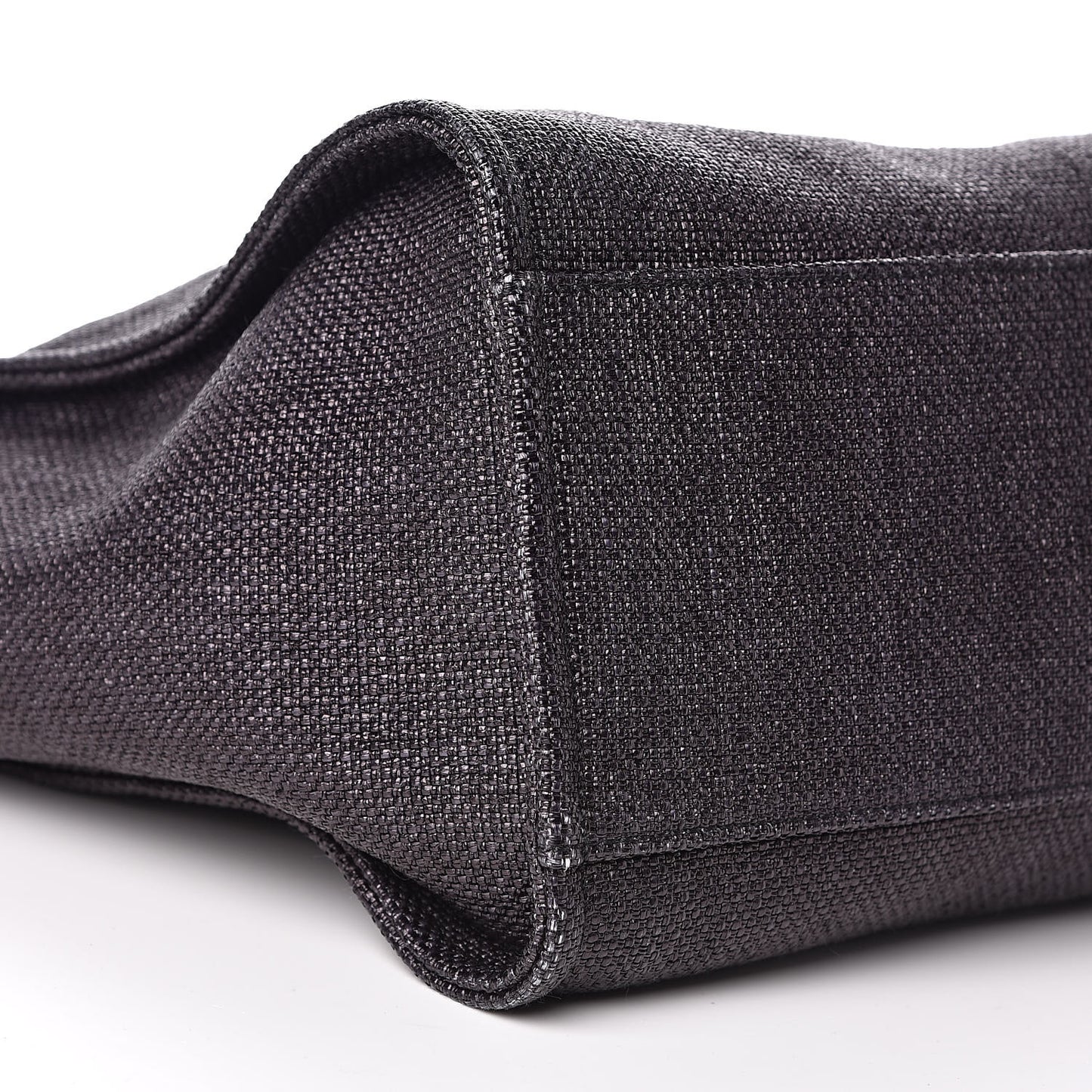 Woven Straw Raffia Large Deauville Tote Black