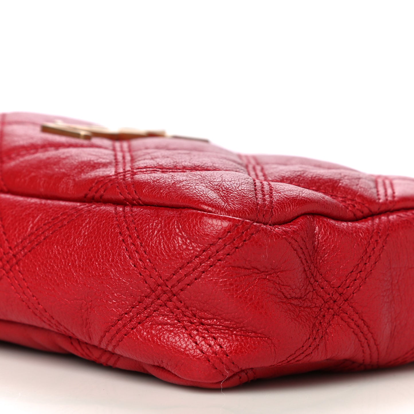 Grained Lambskin Quilted Mini Becky Double Zip Bag Rouge Eros