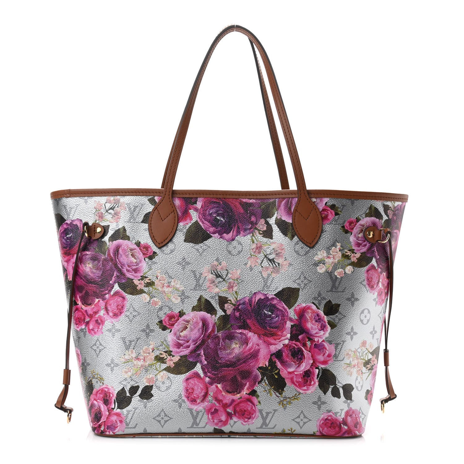 Louis Vuitton Metallic Monogram LV Garden Neverfull MM Silver 3 of 10