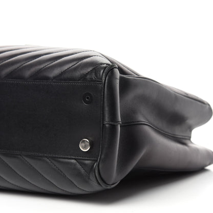 Saint Laurent Smooth Calfskin Matelasse Chevron Monogram Shopping Bag Black 7 of 16