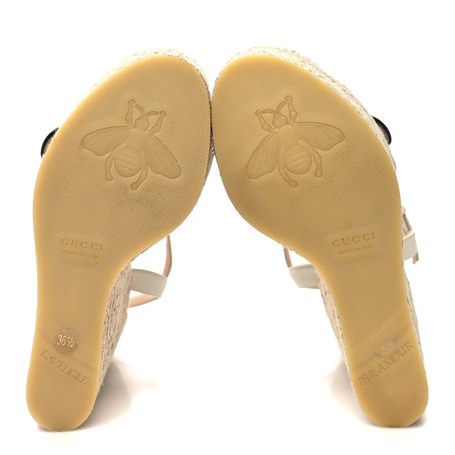 Gucci Lifford Calfskin Aitana Espadrille Platform 45/130mm Wedge Sandals 36.5 Mystic White 5 of 7
