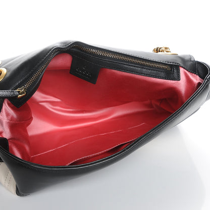 Gucci Calfskin Matelasse Medium GG Marmont Shoulder Bag Black White 5 of 7