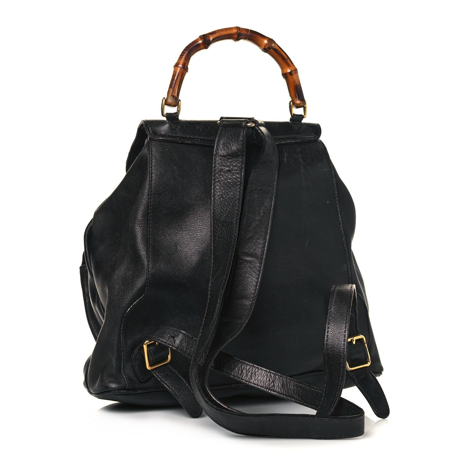 Gucci Calfskin Bamboo Backpack Black 3 of 28