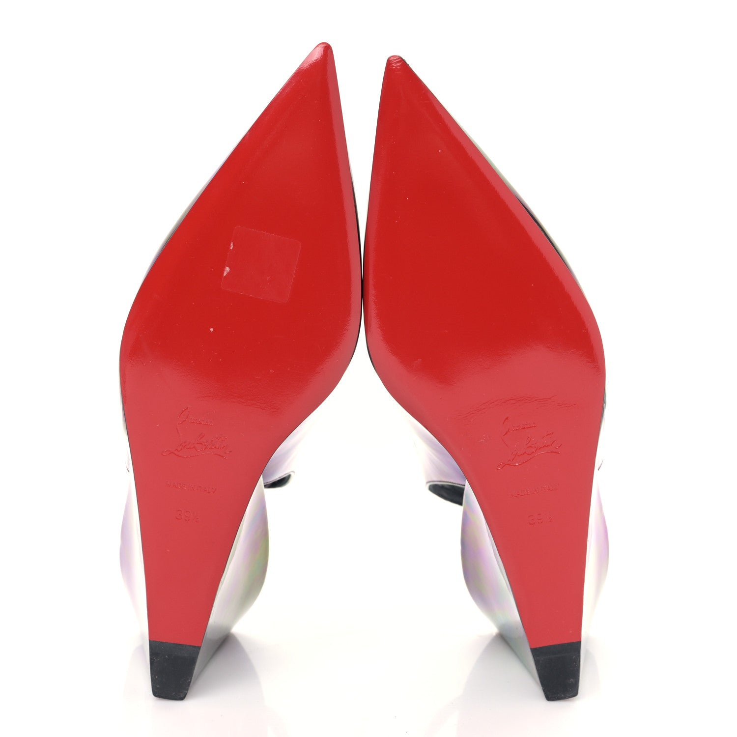 Christian Louboutin Patent Iridescent Sling Condorage 85 Wedge Pumps 39.5 Black 5 of 7