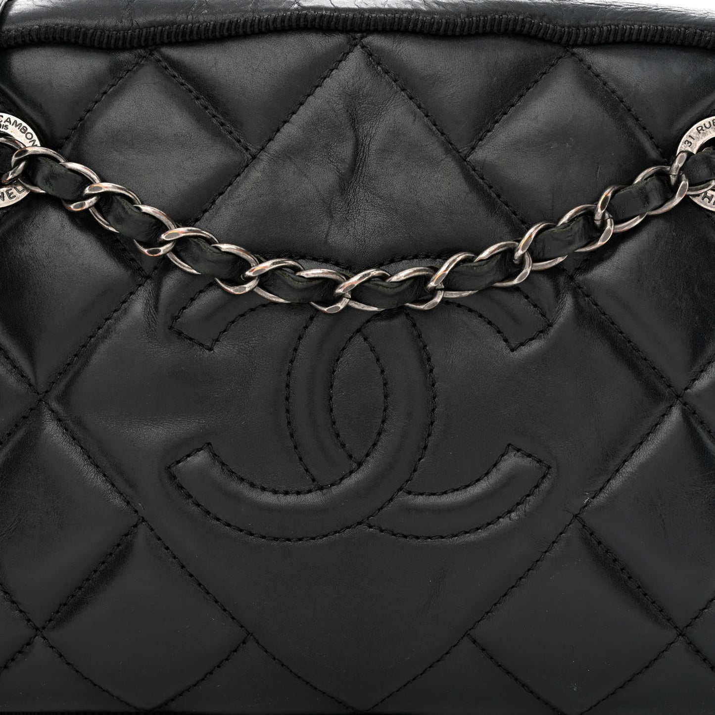 Calfskin Quilted Small Ballerine Camera Case Black