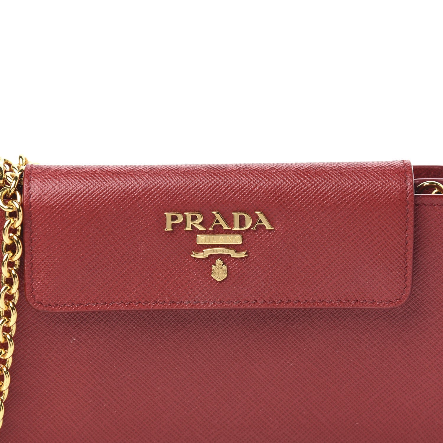 Prada Saffiano Chain Wallet Fuoco 10 of 10