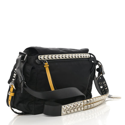 Prada Nylon New Vela Studded Messenger Black Soleil 3 of 13
