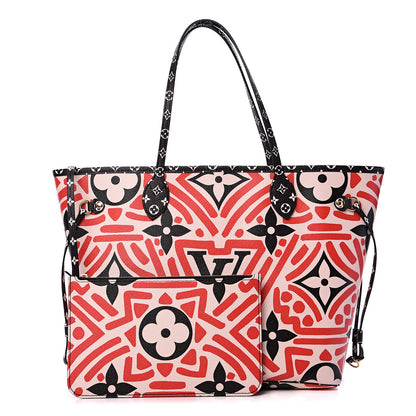Louis Vuitton Monogram Giant Crafty Neverfull MM Creme Rouge Black 1 of 11