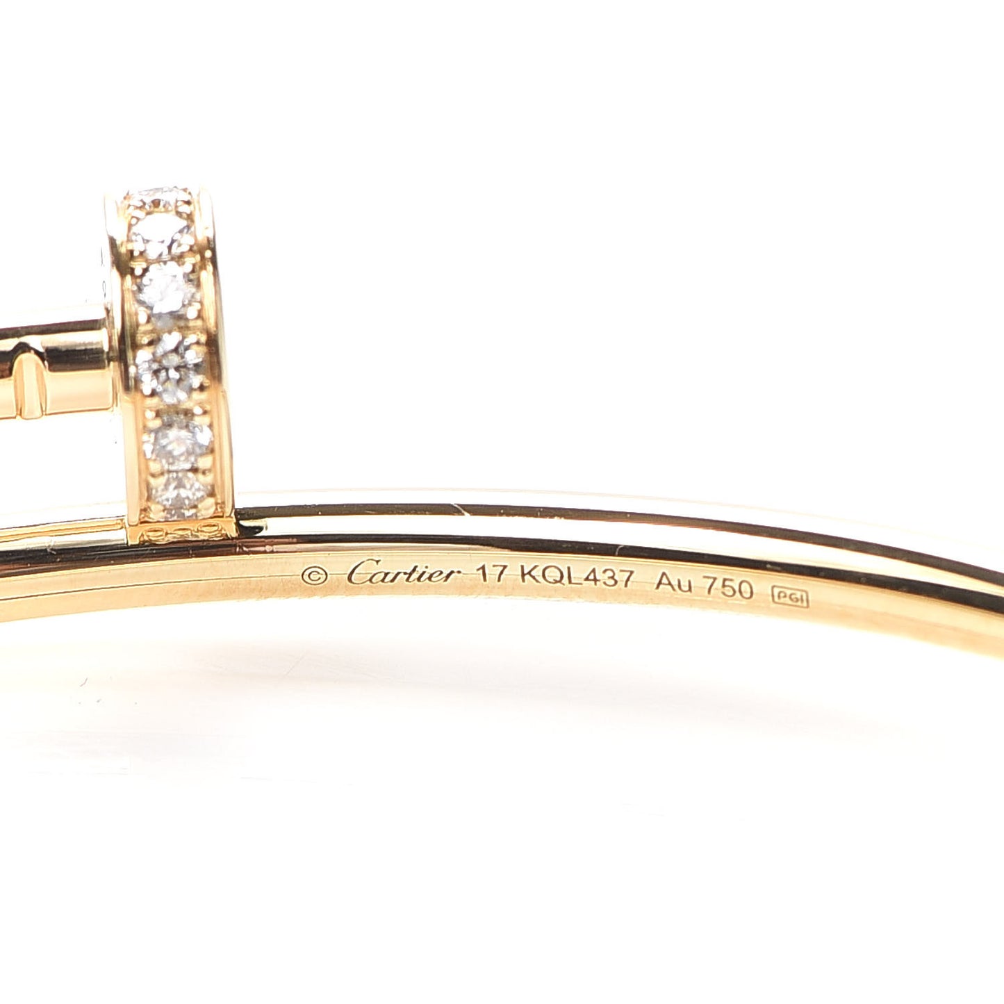 18K Yellow Gold Diamond Small Juste Un Clou Bracelet 17