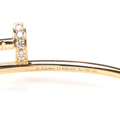 Cartier 18K Yellow Gold Diamond Small Juste Un Clou Bracelet 17 4 of 6