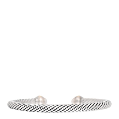 David Yurman Sterling Silver 14K Yellow Gold Pearl 5mm Cable Classics Bracelet 3 of 4