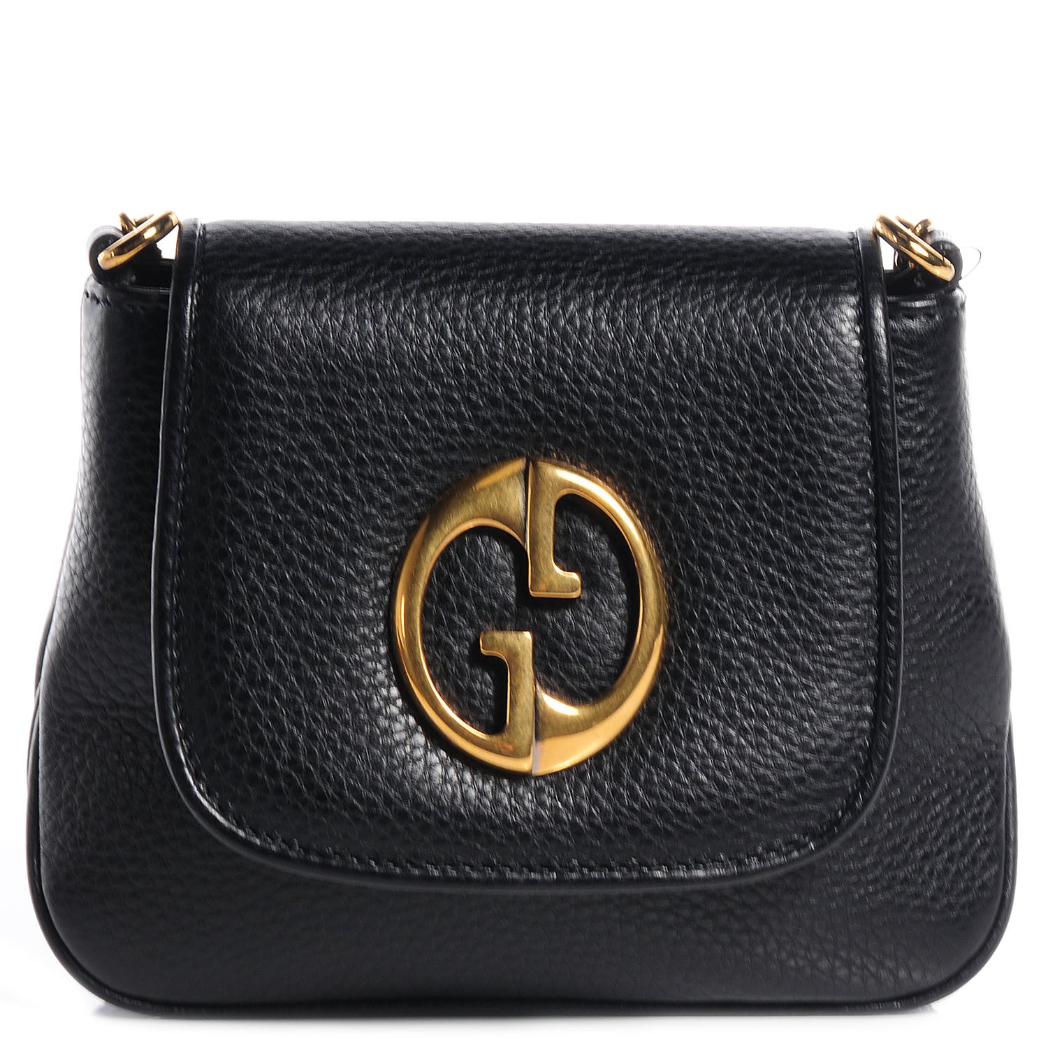 Gucci Pebbled Calfskin Small 1973 Chain Shoulder Bag Black 1 of 8