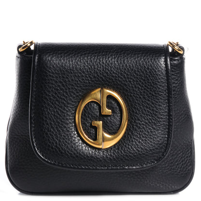 Gucci Pebbled Calfskin Small 1973 Chain Shoulder Bag Black 1 of 8