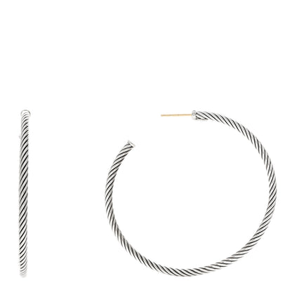 David Yurman Sterling Silver Extra Large Cable Classics Hoop Earrings 1 of 4