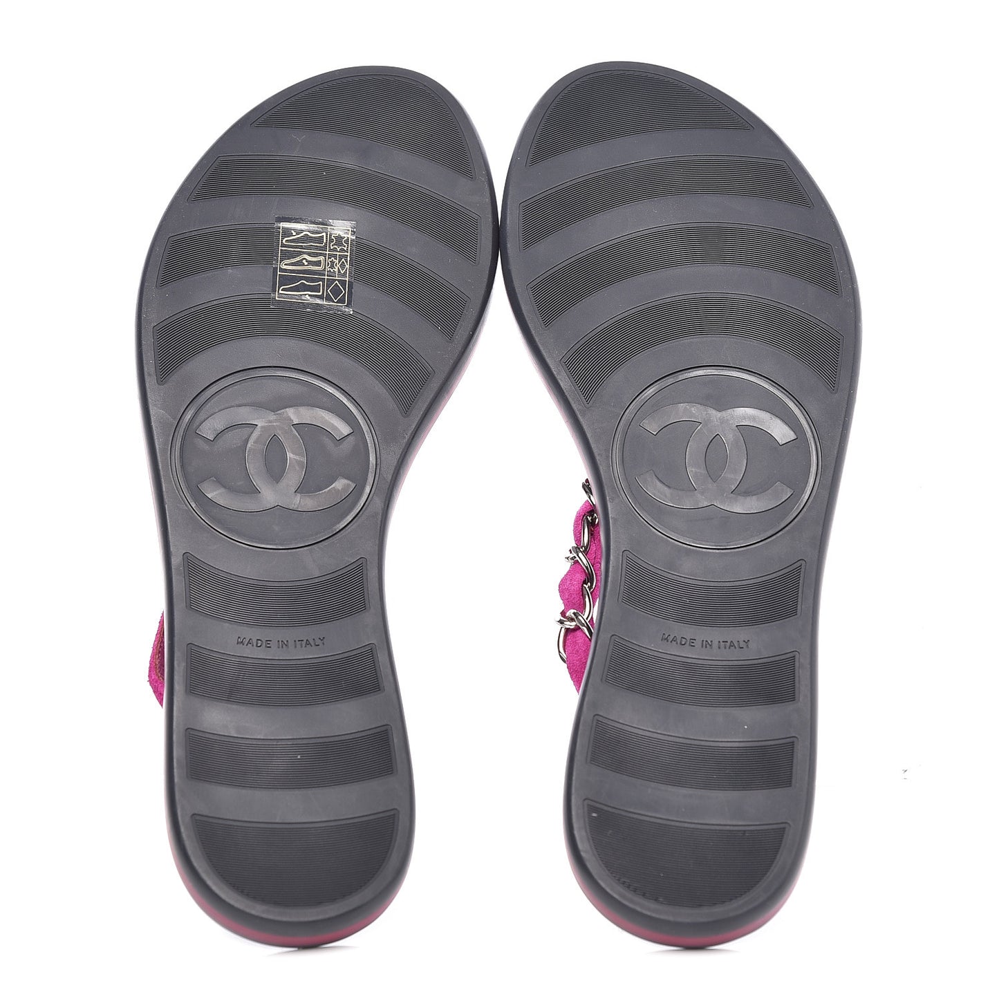 Suede Calfskin Quilted Chain Thong Sandals 36.5 Pink