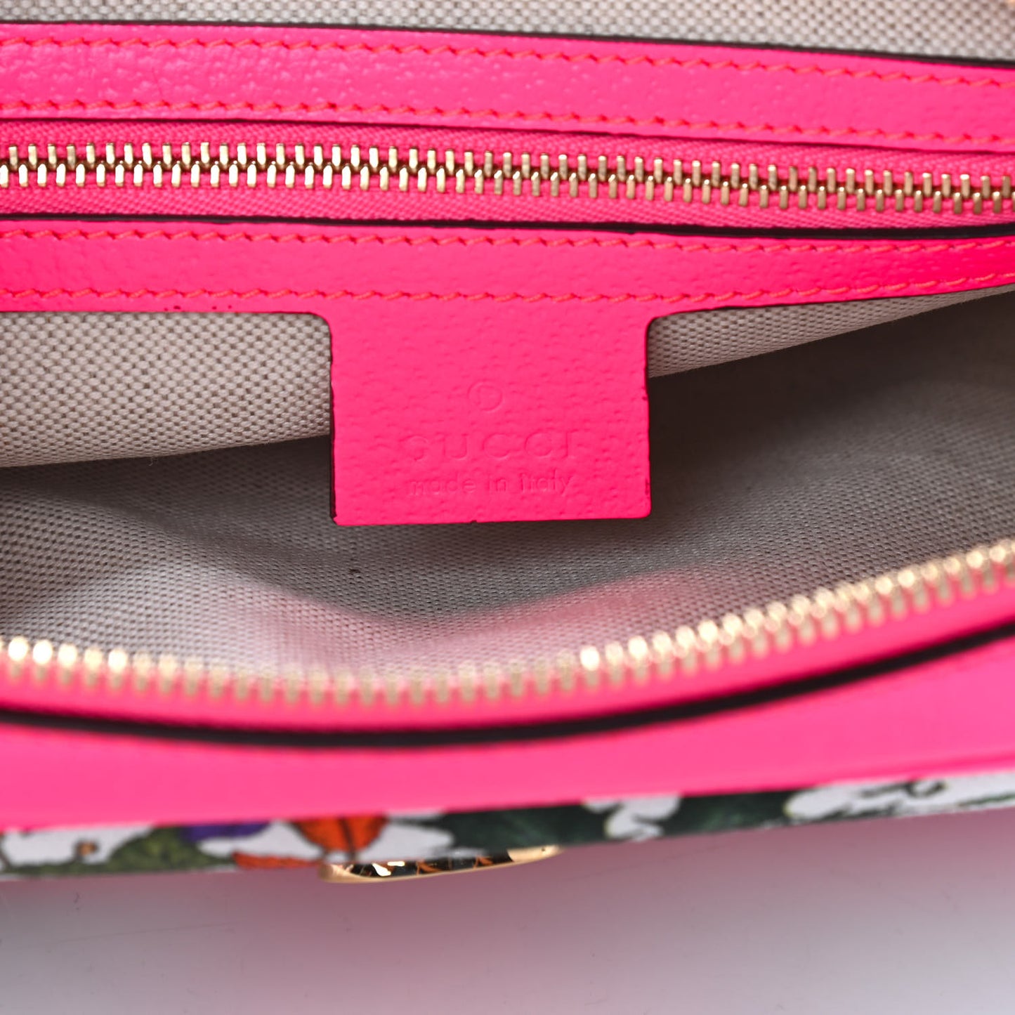 Canvas Flora Floral Shoulder Bag White Fuchsia Fluo