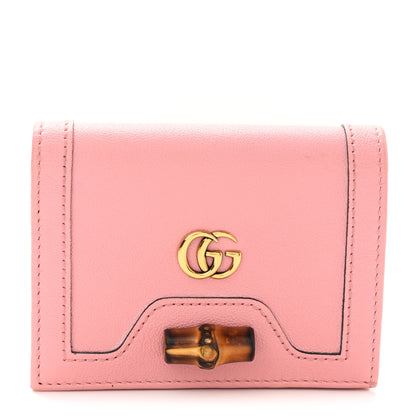 Gucci Wonka Grain Calfskin Diana Card Case Wallet Wild Rose 2 of 9