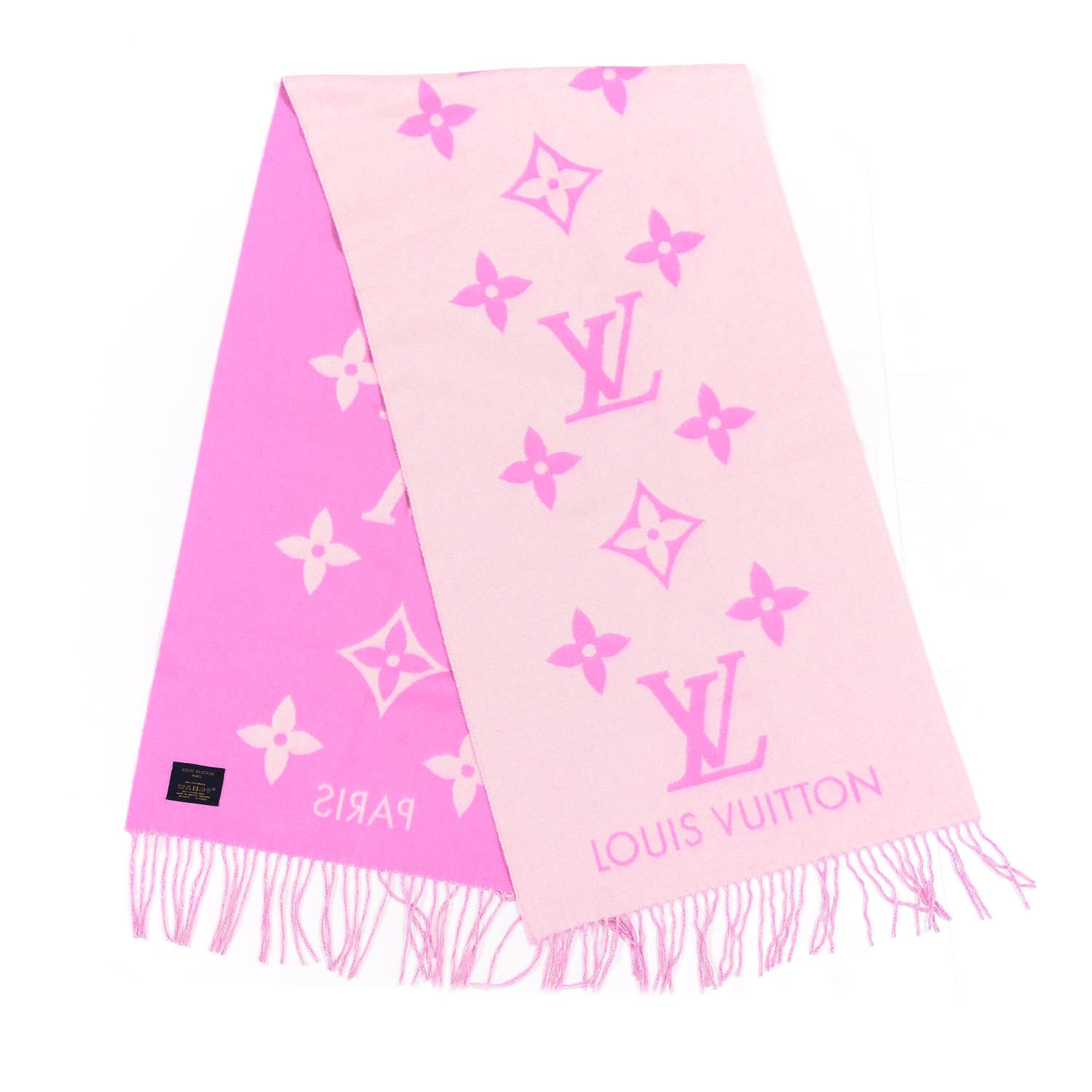 Louis Vuitton Cashmere Monogram Reykjavik Scarf White Pink 2 of 4