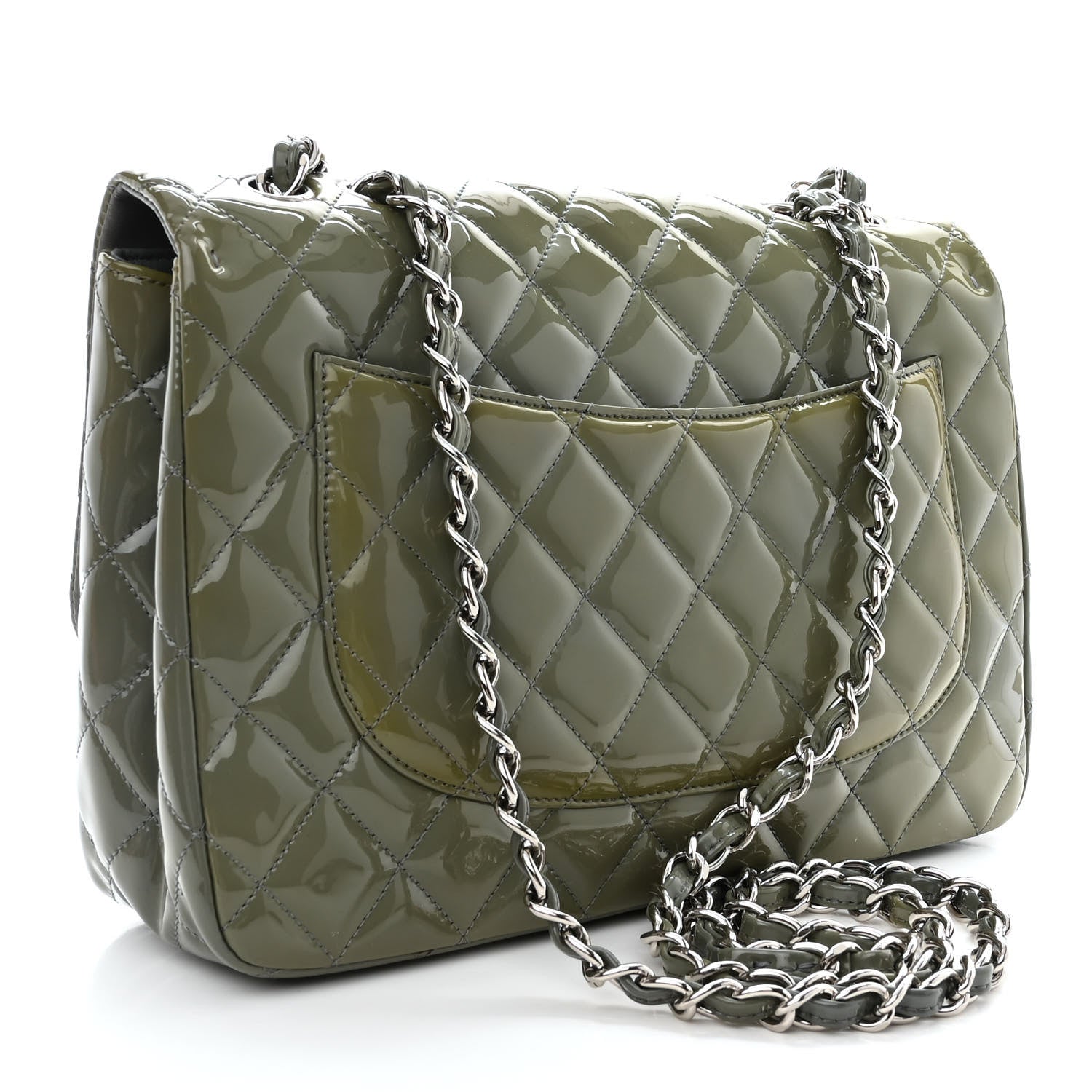 Chanel Patent Quilted Jumbo Single Flap Green 3 of 11