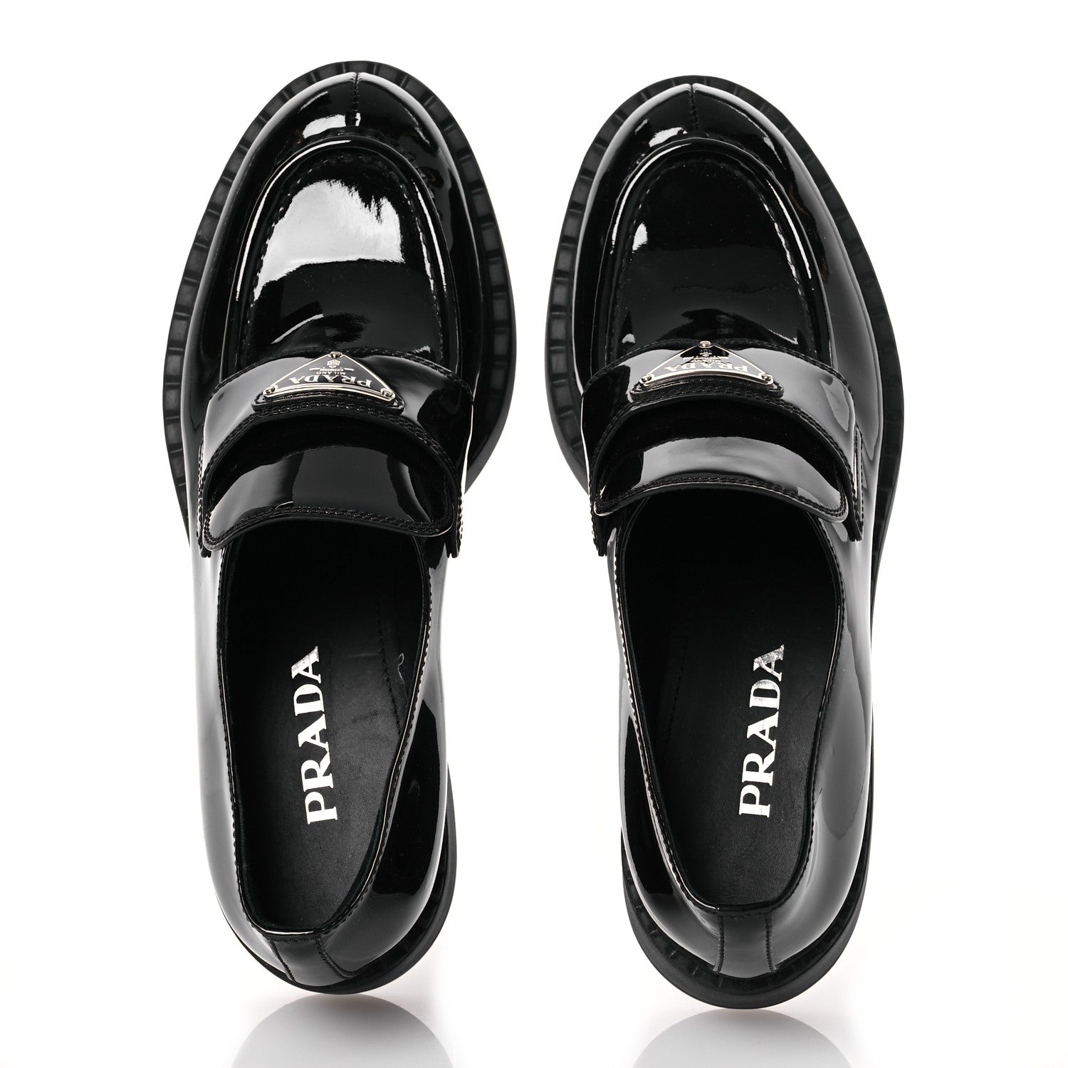Prada Vernice Triangle 50mm Loafers 41 Black 3 of 11