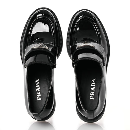 Prada Vernice Triangle 50mm Loafers 41 Black 3 of 11