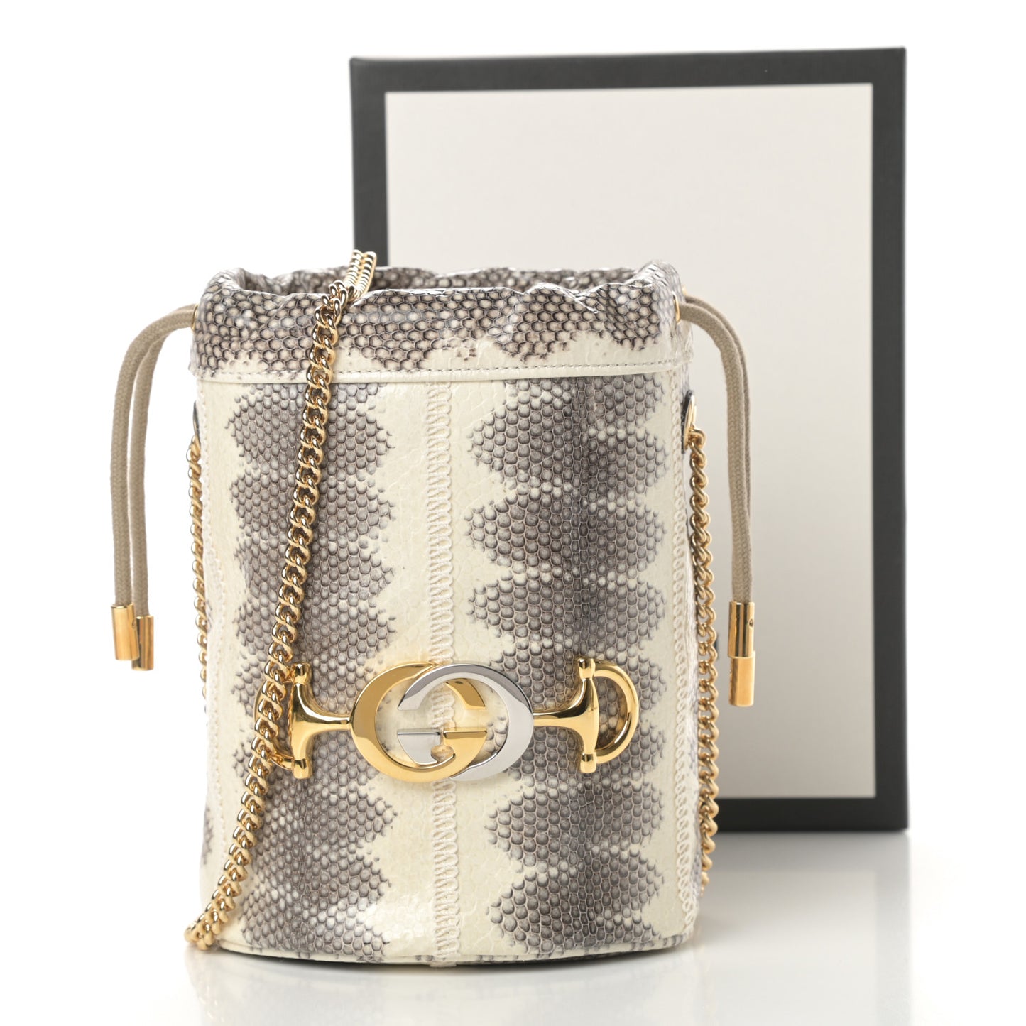 Snakeskin Mini Zumi Bucket Bag Grey