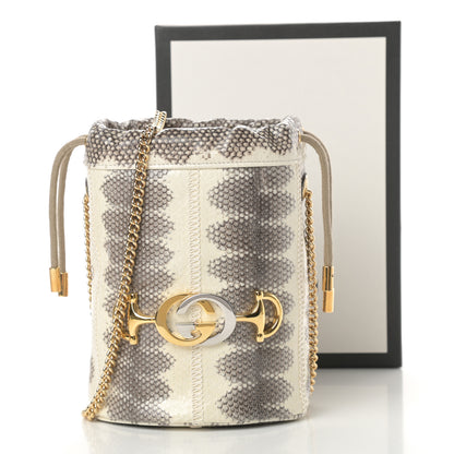 Gucci Snakeskin Mini Zumi Bucket Bag Grey 11 of 11