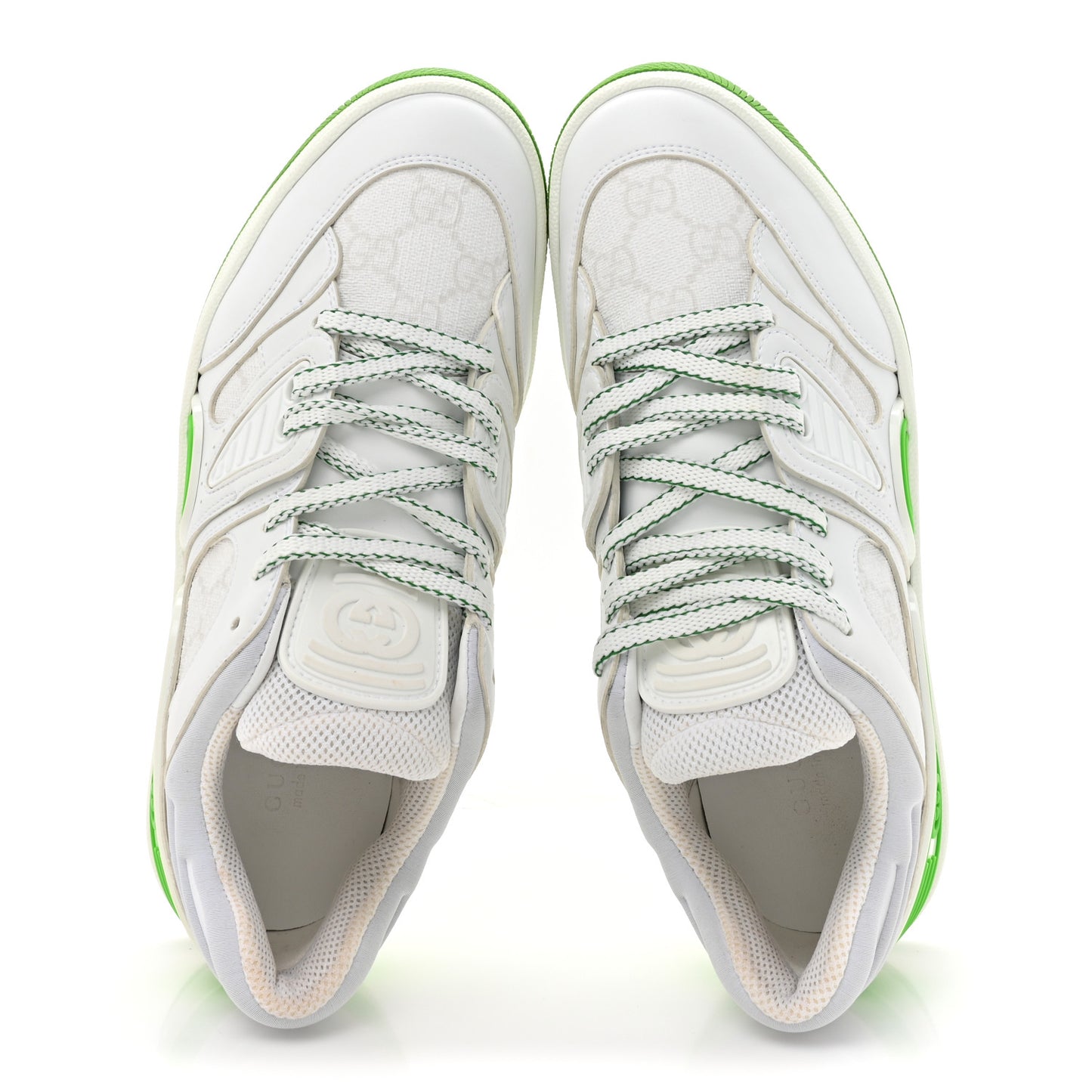 Demetra GG Supreme Monogram Womens Basket Low Top Sneakers 38 Great White Green