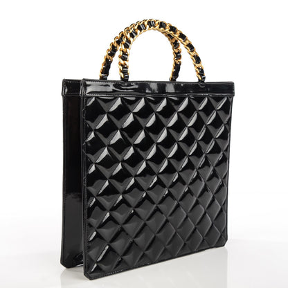 Chanel Patent Quilted Chain Handle Tote Black 3 of 8