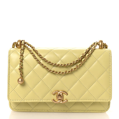 Chanel Calfskin Quilted Perfect Fit Wallet On Chain WOC Yellow 1 of 13