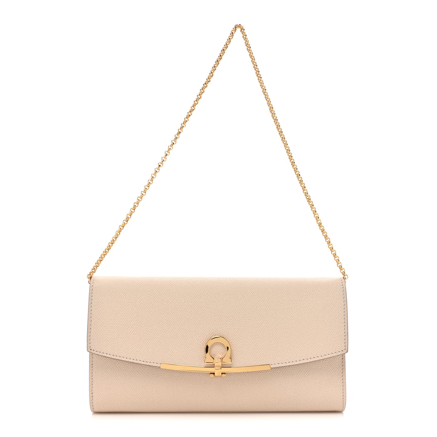 Hammered Calfskin Mini Gancini Icona Bag Beige