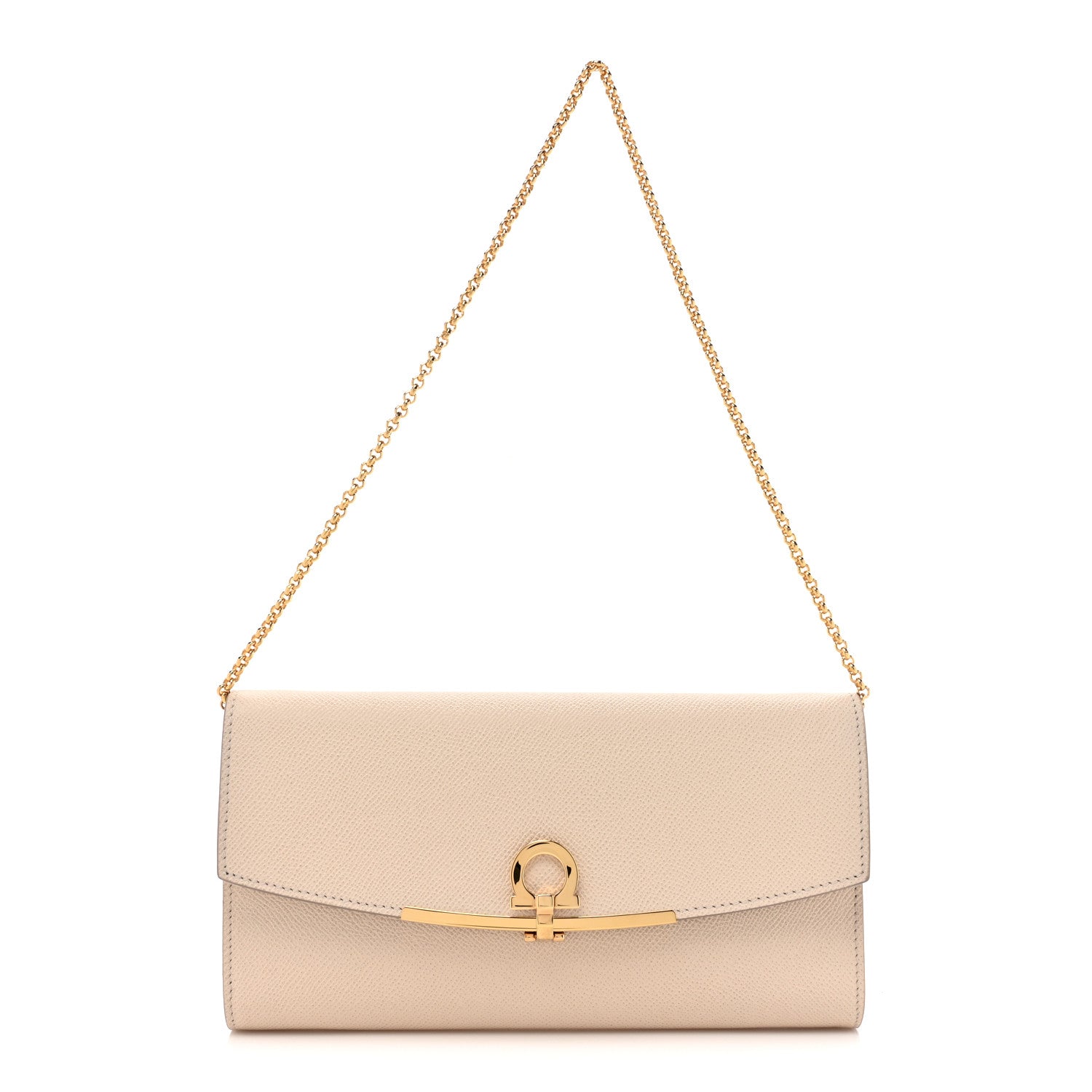 Salvatore Ferragamo Hammered Calfskin Mini Gancini Icona Bag Beige 1 of 12