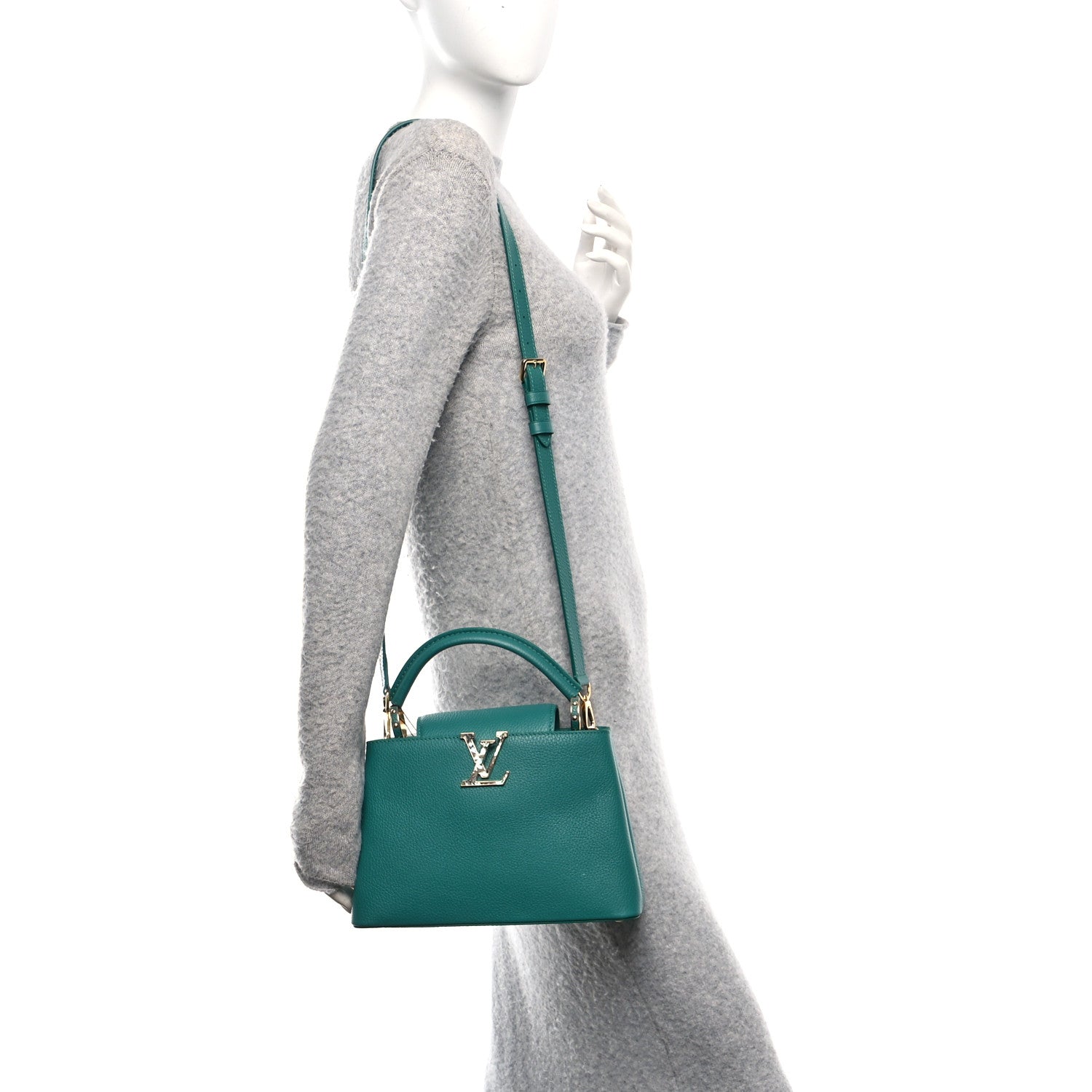 Louis Vuitton Taurillon Abalone Capucines BB Emerald 2 of 9
