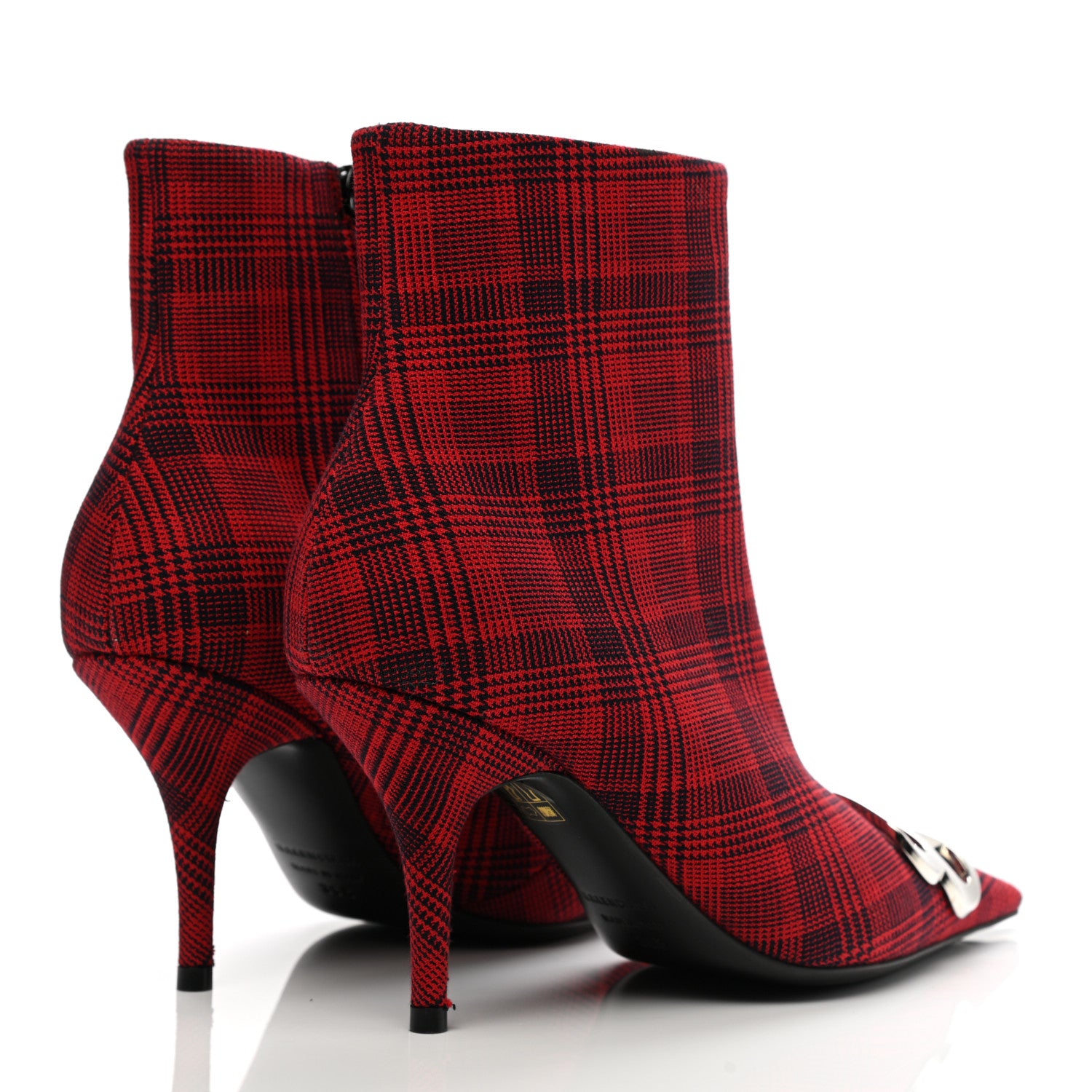 Balenciaga Fabric BB Pointy Toe Ankle Booties 36.5 Red 4 of 11