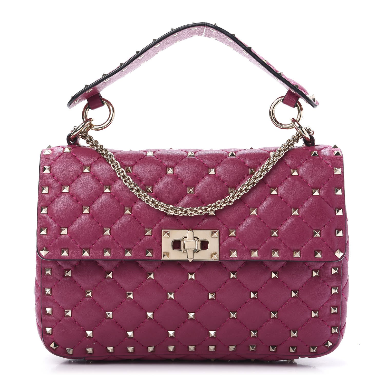 Valentino Garavani Nappa Medium Rockstud Spike Shoulder Bag Deep Cyclamin 1 of 12