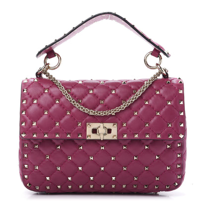 Valentino Garavani Nappa Medium Rockstud Spike Shoulder Bag Deep Cyclamin 1 of 12