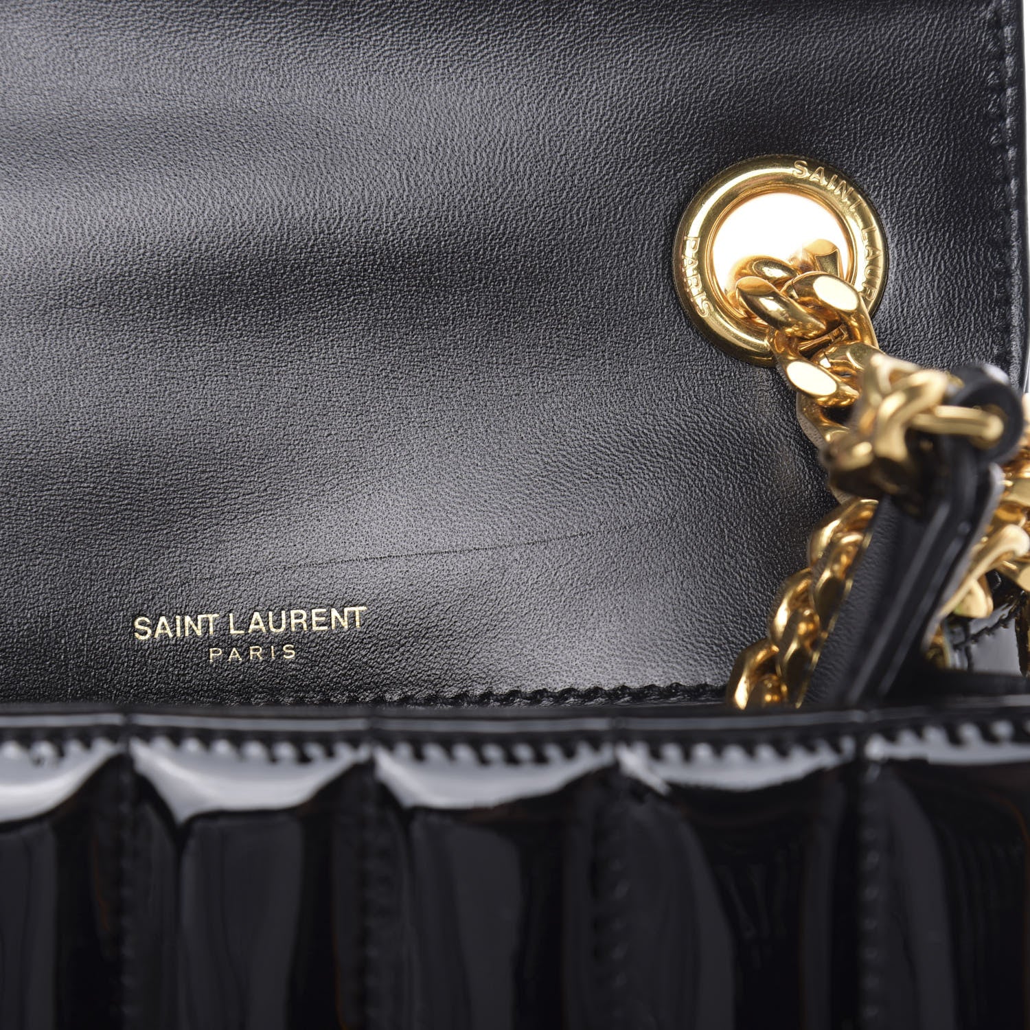 Saint Laurent Patent Calfskin Matelasse Monogram Small Vicky Chain Bag Black 11 of 11