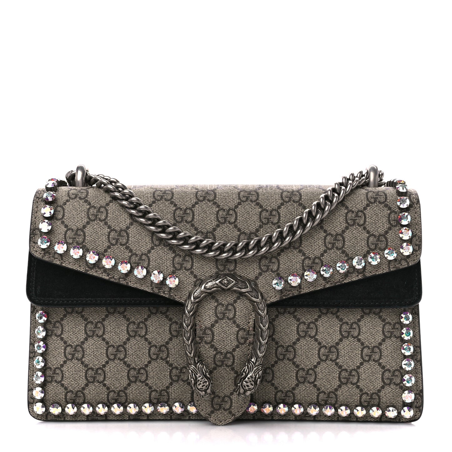 GG Supreme Monogram Crystal Small Dionysus Shoulder Bag Black