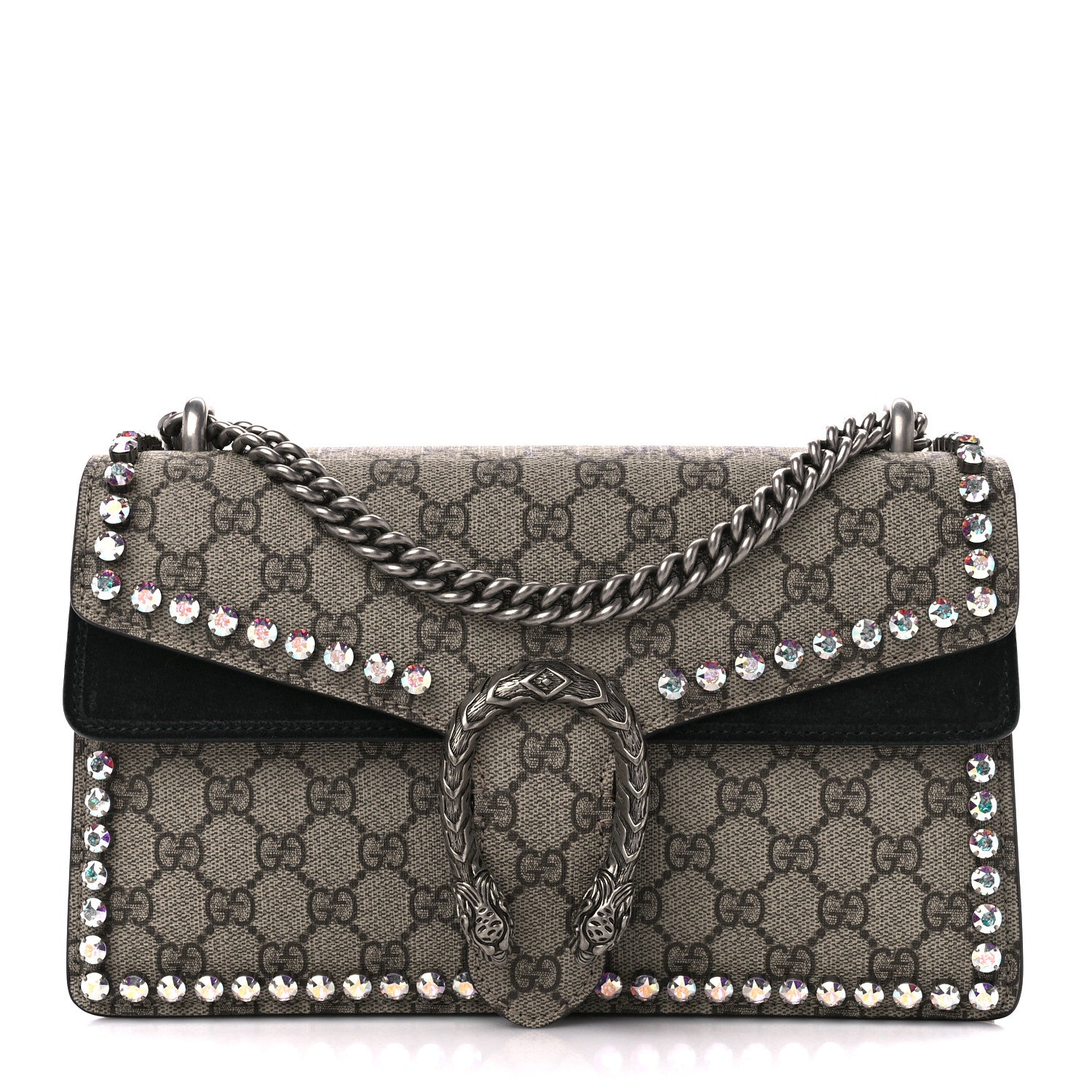 Gucci GG Supreme Monogram Crystal Small Dionysus Shoulder Bag Black 1 of 11
