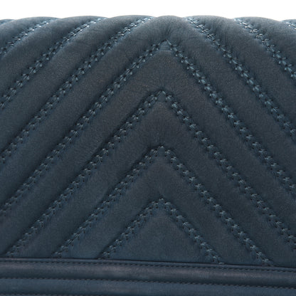 Chanel Nubuck Chevron Quilted Medium Boy Flap Blue 13 of 17