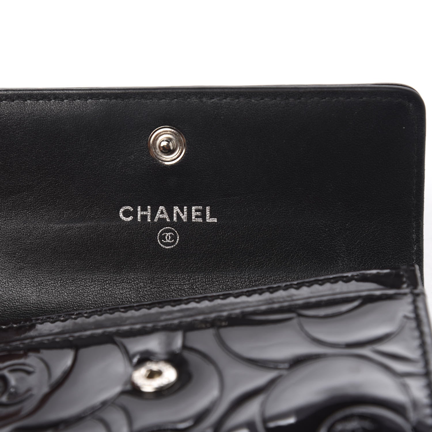 Chanel Patent Camellia Embossed Card Holder Black 4 of 8