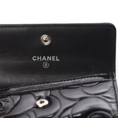Chanel Patent Camellia Embossed Card Holder Black 4 of 8