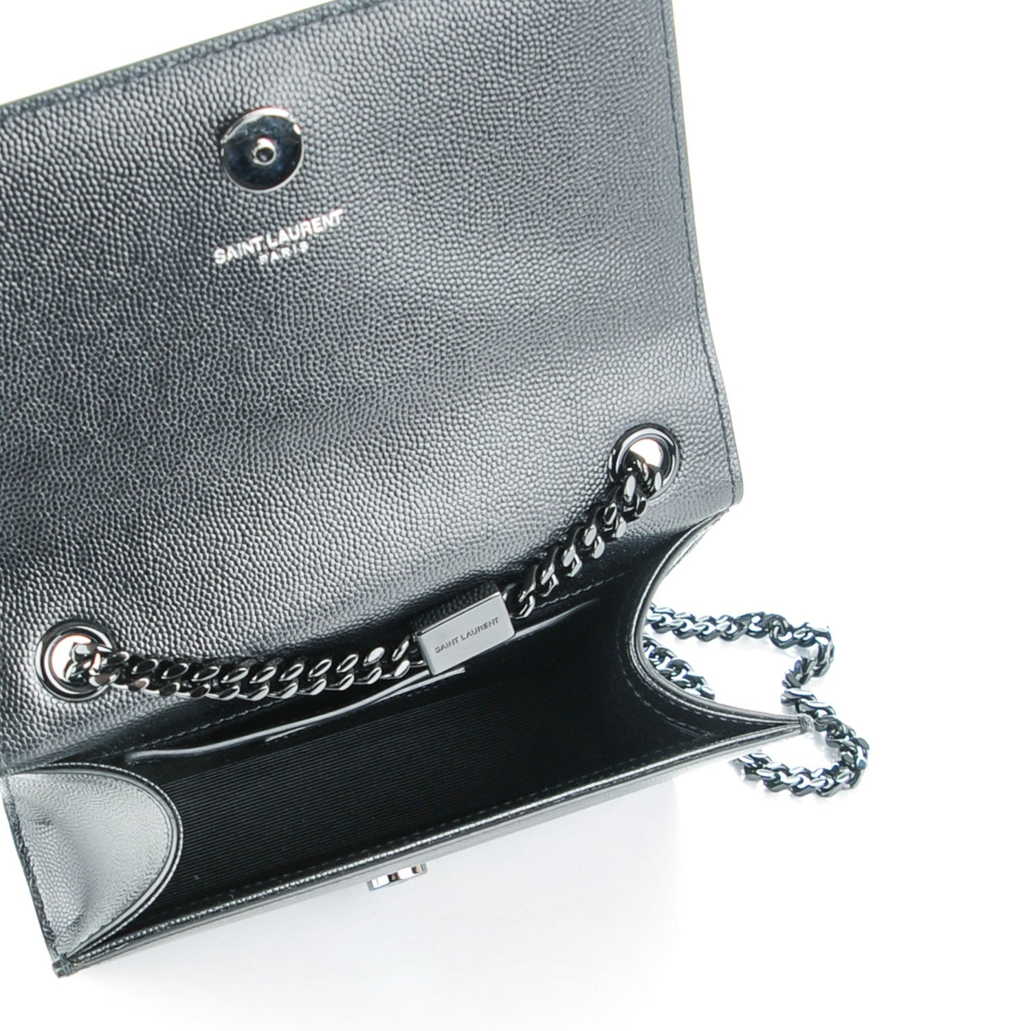Saint Laurent Grain De Poudre Small Monogram Kate Satchel Black 5 of 6
